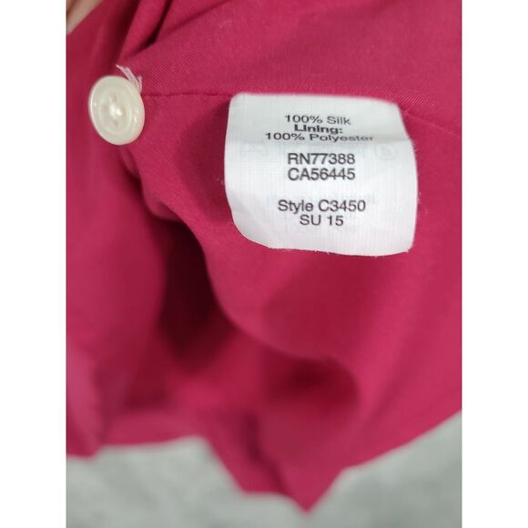 Madewell 100% SILK Lining Daylight Magenta Sweet Heart Neck Dress Size 6 - Picture 7 of 9